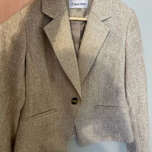 New Calvin Klein Women's Beige Textured Blazer